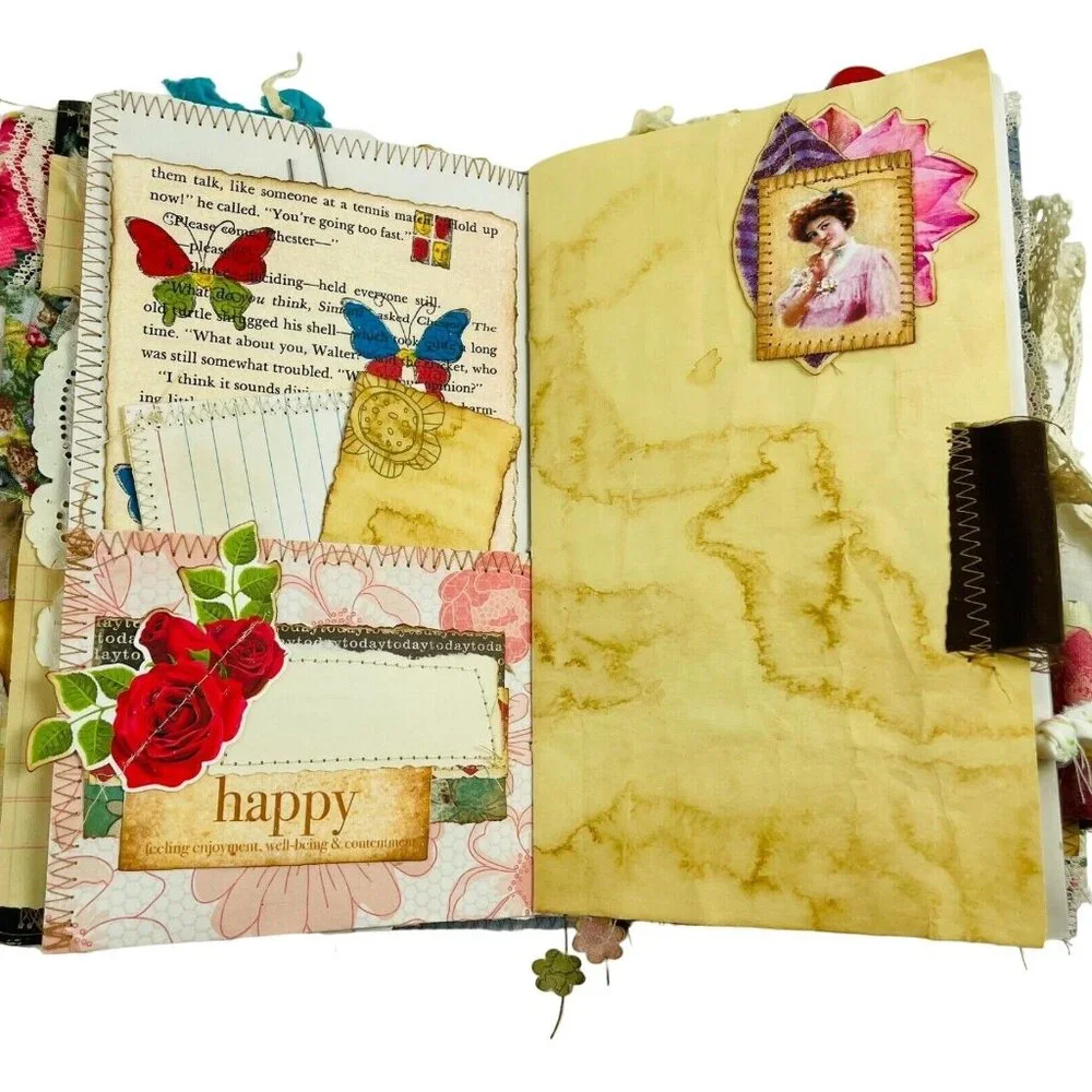 Handmade Junk Journal Blank 60 Pages Vintage Modern Mixed Pages Inc Ephemera u